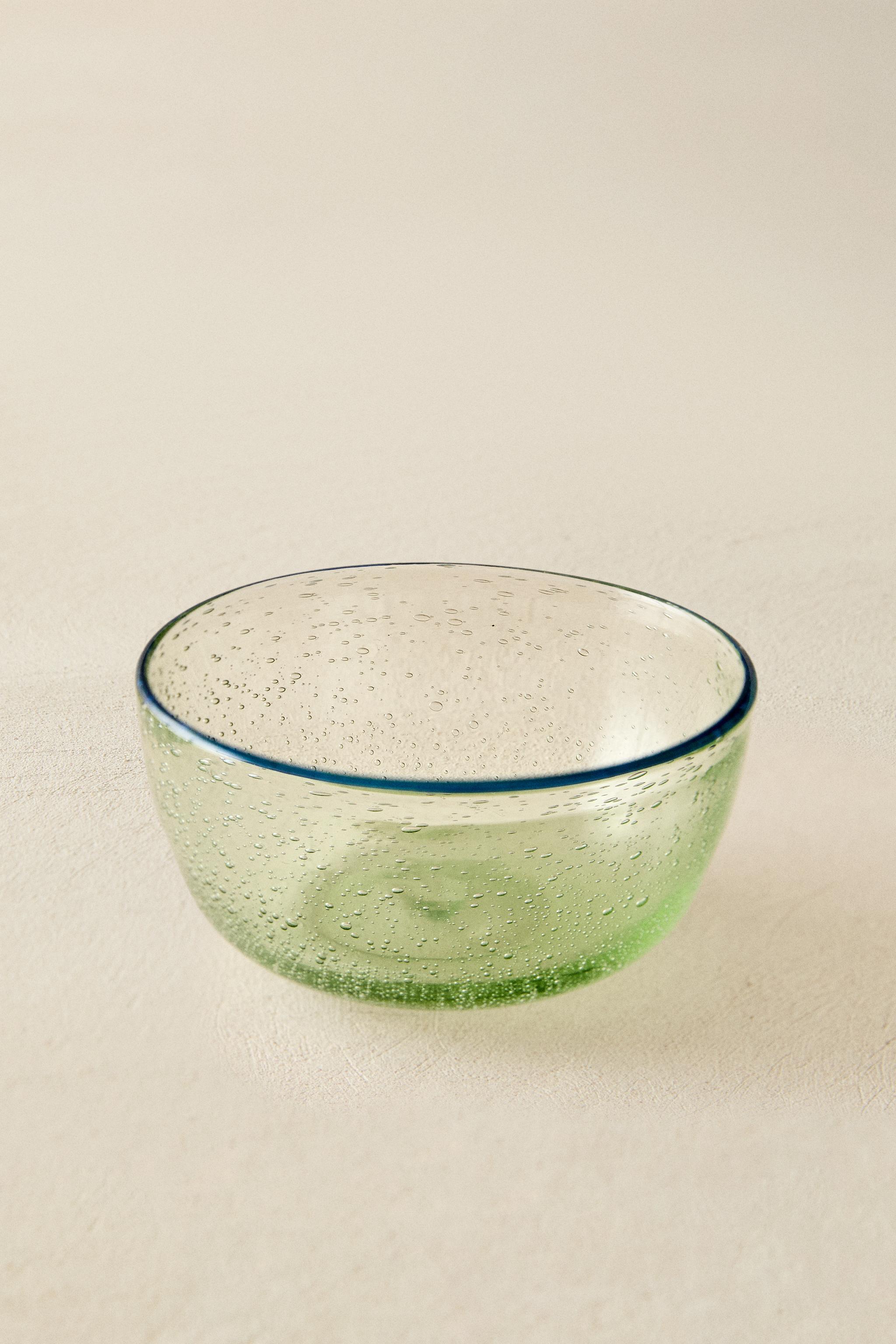 BUBBLE GLASS BOWL WITH RIM